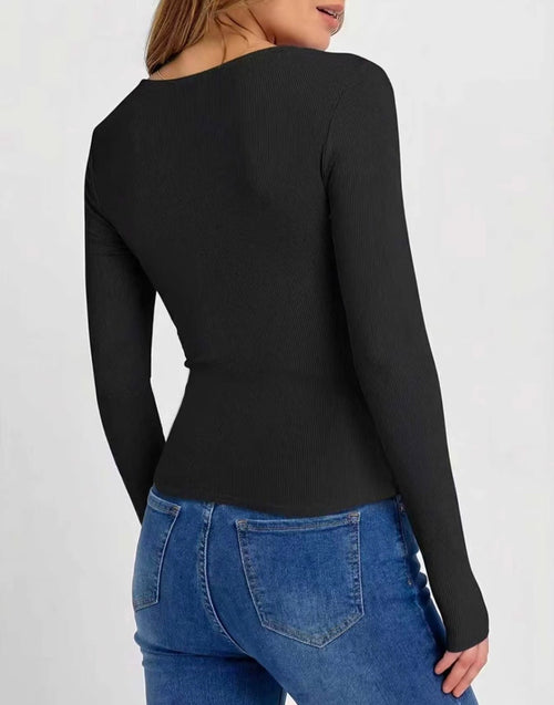 Long sleeve square neck t-shirt